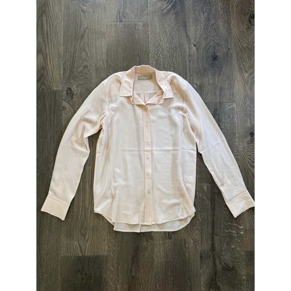 Everlane Silk Button Down Shirt 2 Peachy Pink 100% Silk Long Sleeve NWOT